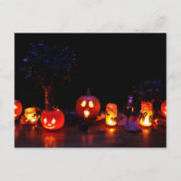 Jack-O-Lanterns At Night Scary Halloween