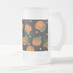 Jack O' Lanterns Frosted Glass Beer Mug
