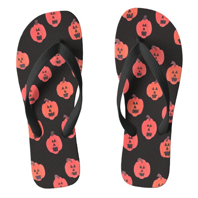 Jack-o-Lanterns on Black  Jandals (Footbed)
