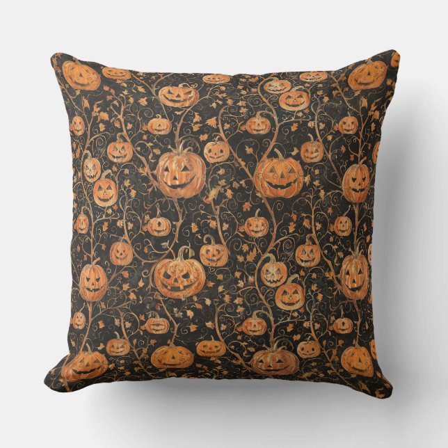 Jack-o-Lanterns on the Vine Cushion (Front)