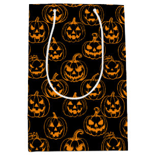 Jack-o-lanterns Pattern.Orange Black BG Medium Gift Bag
