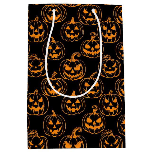 Jack-o-lanterns Pattern.Orange Black BG Medium Gift Bag (Front)