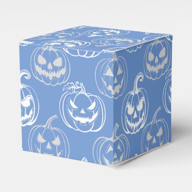 Jack-o-lanterns Pattern.White L blue BG Favour Box (Front Side)