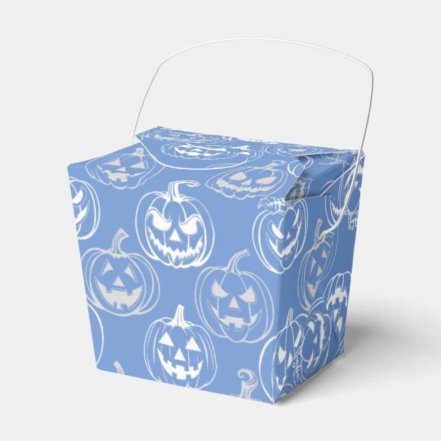 Jack-o-lanterns Pattern.White L blue BG Favour Box (Front Side)