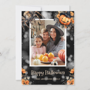 Jack-O'-Lanterns Spiders Webs Photo Halloween Card