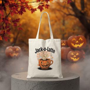 Jack-o-Latte Funny Halloween Coffee Pun  Tote Bag