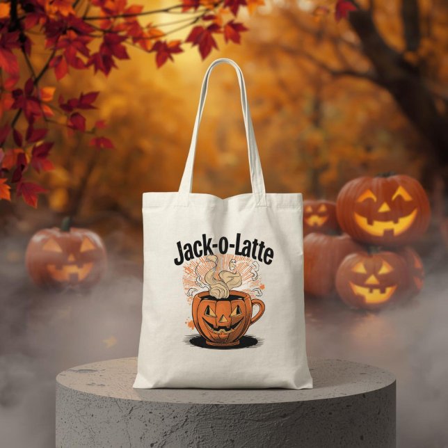 Jack-o-Latte Funny Halloween Coffee Pun  Tote Bag (Creator Uploaded)