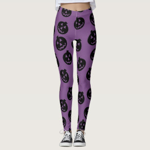 Jack O'Lantern Confetti Leggings Black/Purple