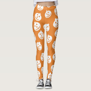 Jack O'Lantern Confetti Leggings White/Orange