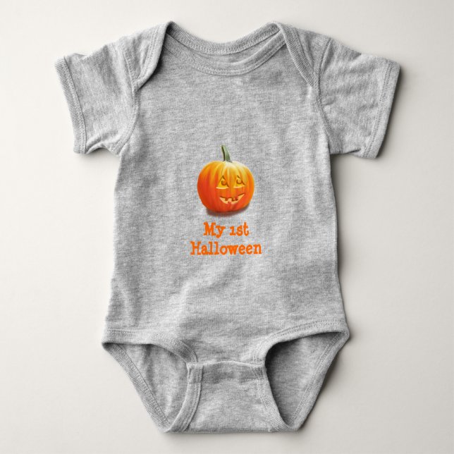 Jack O'Lantern Halloween Baby Bodysuit (Front)