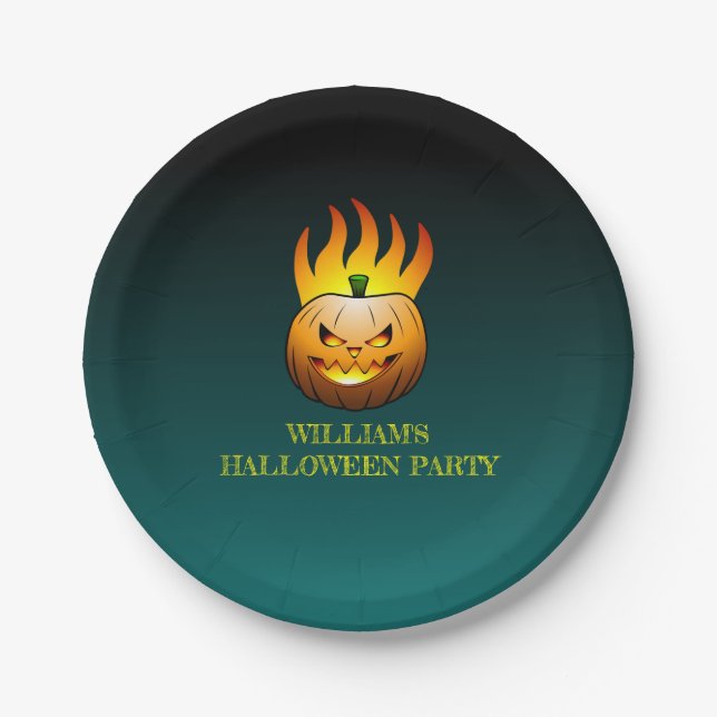 Jack o'lantern Halloween Paper Plate (Front)