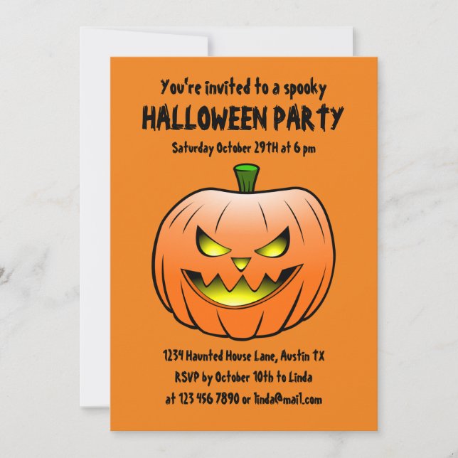 Jack O'lantern Halloween Party Invitation (Front)