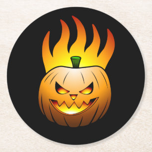 Jack O'lantern Halloween Pumpkin Round Paper Coaster