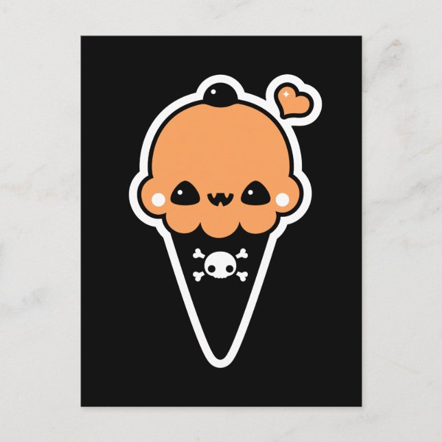 Jack O'Lantern Ice Cream Cone Postcard (Front)