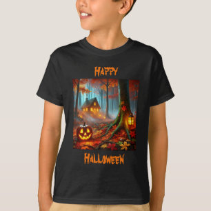 Jack O'Lantern in Spooky Forest on Halloween T-Shirt