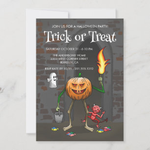 Jack O'lantern invites to trick or treat party