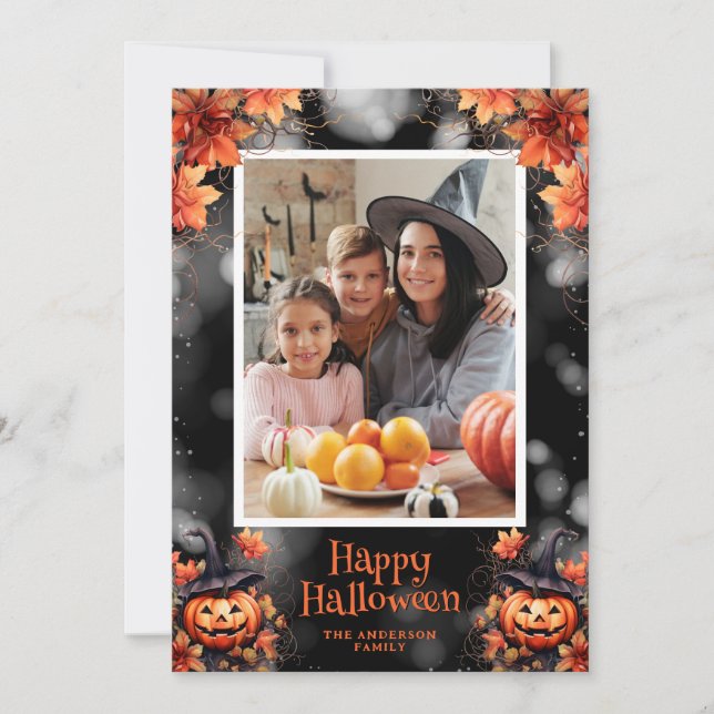 Jack O'Lantern Photo Happy Halloween Card (Front)