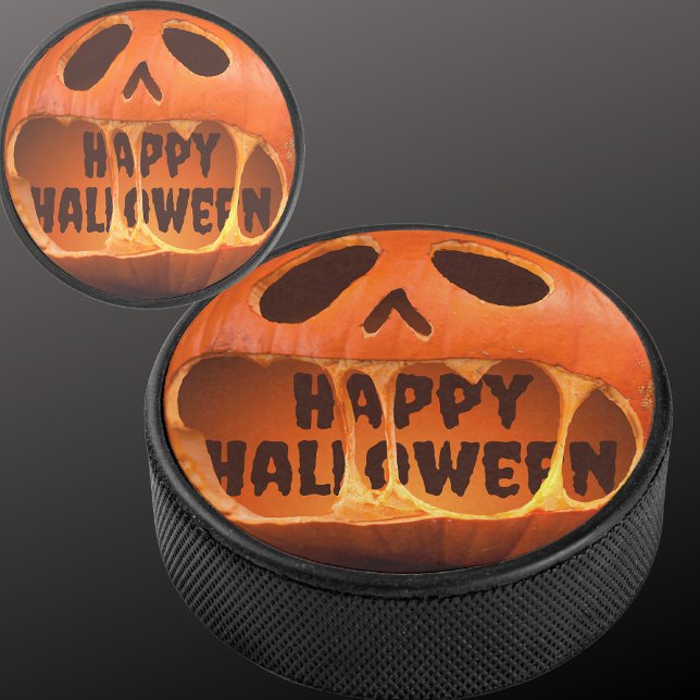Jack o'lantern pumpkin Halloween  Hockey Puck (Creator Uploaded)