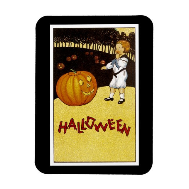 Jack o'Lantern Pumpkin Patch Halloween Magnet (Vertical)
