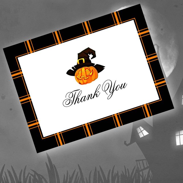 Jack O'Lantern Thank You Halloween Black/Orange Postcard (Creator Uploaded)