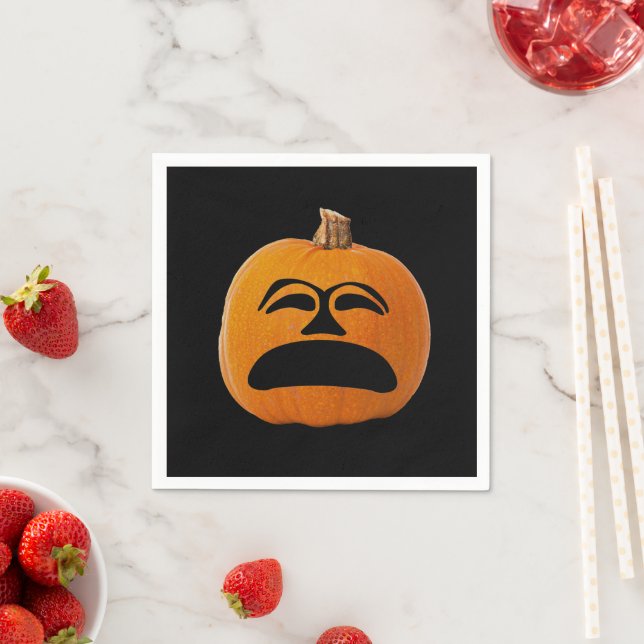 Jack O'Lantern Unhappy Face Halloween Paper Napkin (Insitu)