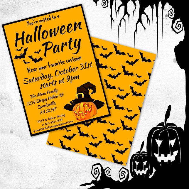 Jack O'Lantern Witch Halloween Costume Party Invitation (Creator Uploaded)