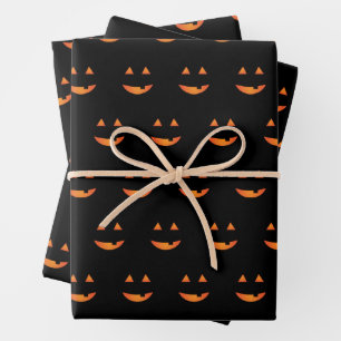 Jack o'lantern Wrapping Paper Flat Sheet Set of 3