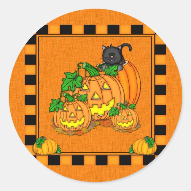Jack O'Lanterns Halloween Classic Round Sticker (Front)
