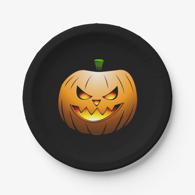 Jack  O'lanterns Halloween Night Paper Plate (Front)