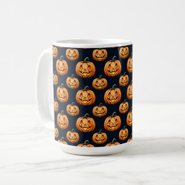 Jack o'Lanterns on Black Coffee Mug (Front Left)