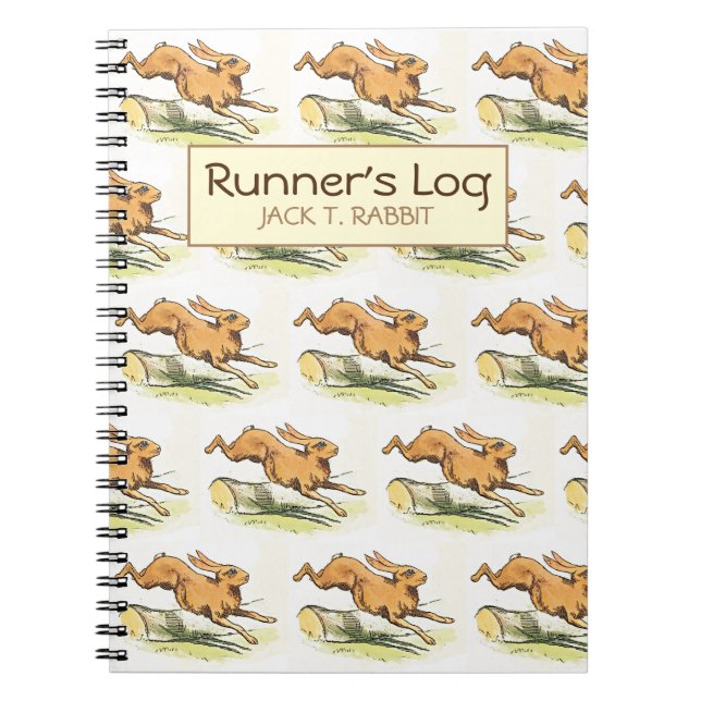 Jack Rabbit Runner's Log Personalised Running Notebook (Front)