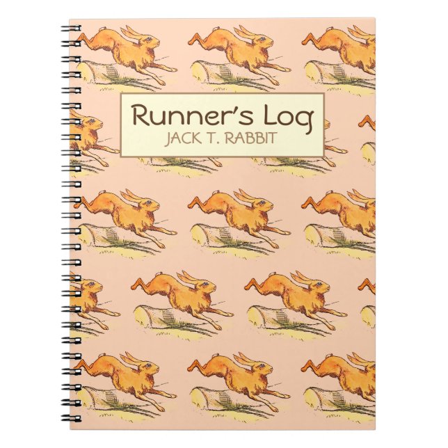 Jack Rabbit Runner's Log Personalised Running Notebook (Front)
