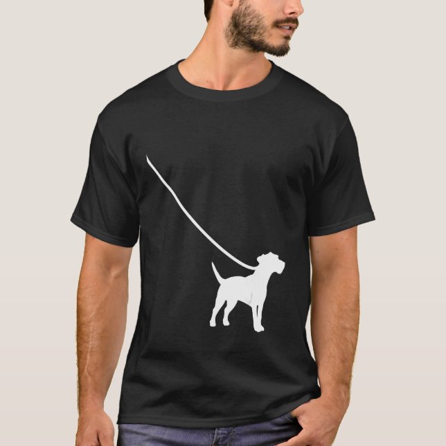 Jack Russel on a Leash Dog  Mum Dad Pet Cute  Pupp T-Shirt (Front)