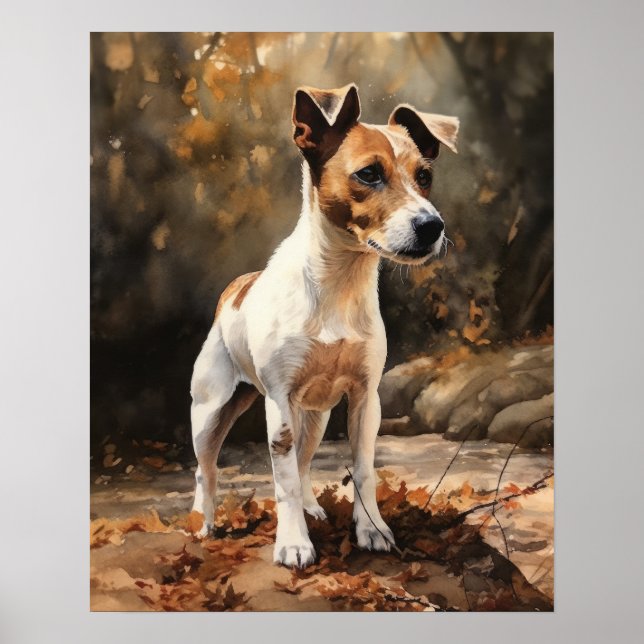 Jack Russel Terrier Dog Art Print Poster (Front)