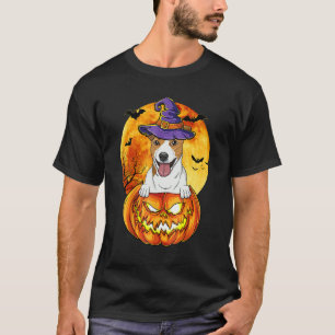 Jack Russel Terrier Witch Pumpkin Halloween Dog T-Shirt