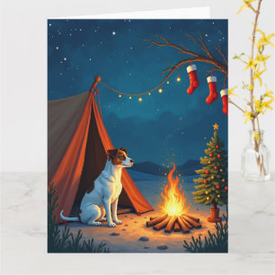 Jack Russell Christmas Camping Night Painting Card