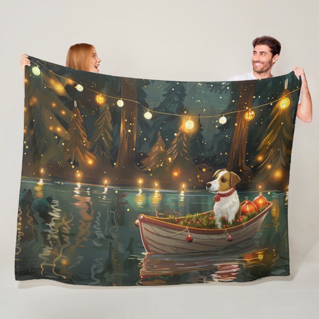 Jack Russell Christmas Festive Voyage Fleece Blanket (In Situ)