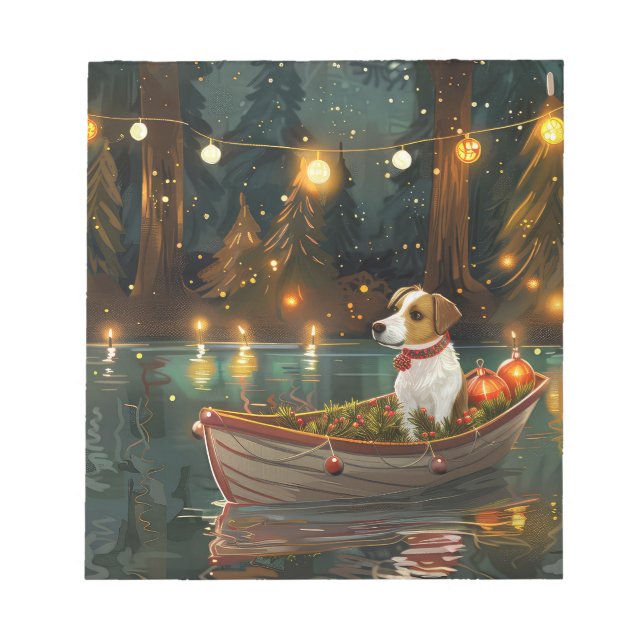 Jack Russell Christmas Festive Voyage Notepad (Front)