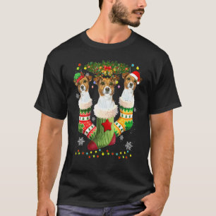 Jack Russell Christmas Socks Tree Light Xmas Santa T-Shirt