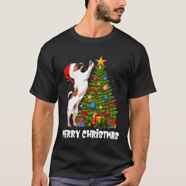 Jack Russell Christmas Tree T-Shirt (Front)