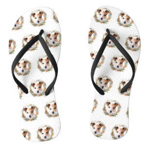 Jack Russell Christmas Wreath Festive Pup  Jandals