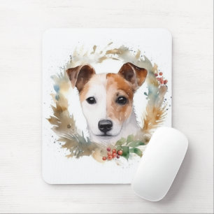 Jack Russell Christmas Wreath Festive Pup Mouse Pad