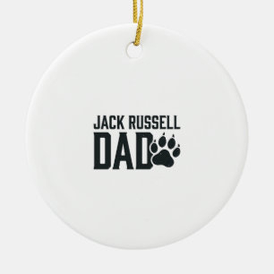 Jack Russell Dad Vintage Paw Print Shirt Design_1 Ceramic Tree Decoration
