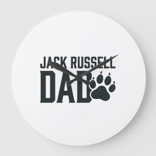 Jack Russell Dad Vintage Paw Print Shirt Design_1 Large Clock
