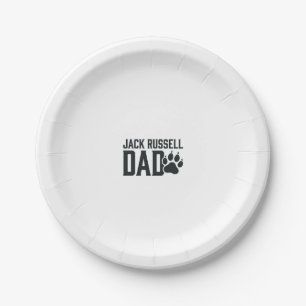 Jack Russell Dad Vintage Paw Print Shirt Design_1 Paper Plate
