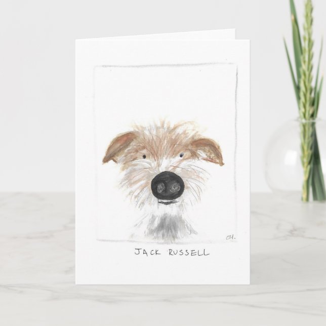 jack russell design greeting card, blank inside, card (Front)