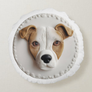 Jack Russell Dog 3D Inspired  Round Cushion