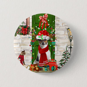 Jack Russell Dog Christmas 6 Cm Round Badge