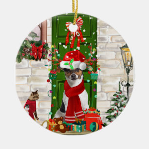 Jack Russell Dog Christmas  Ceramic Tree Decoration