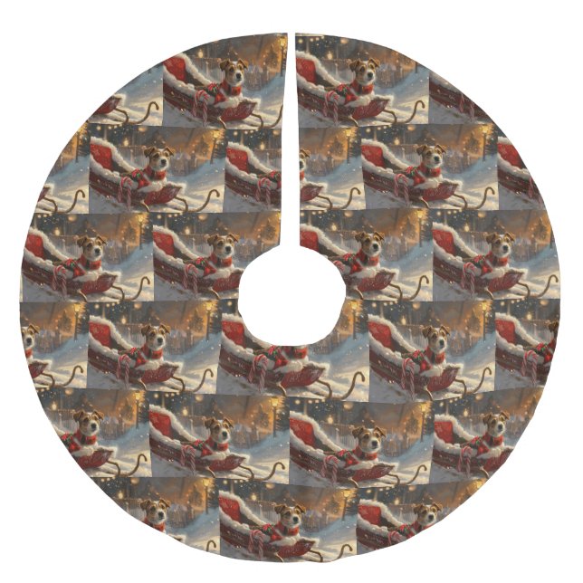 Jack Russell Dog Christmas Festive Brushed Polyester Tree Skirt (Front)